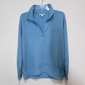 Three Dots Womens Sweatshirt Size M Blue 1/4 Zip Long Sleeve Pullover Soft Cozy